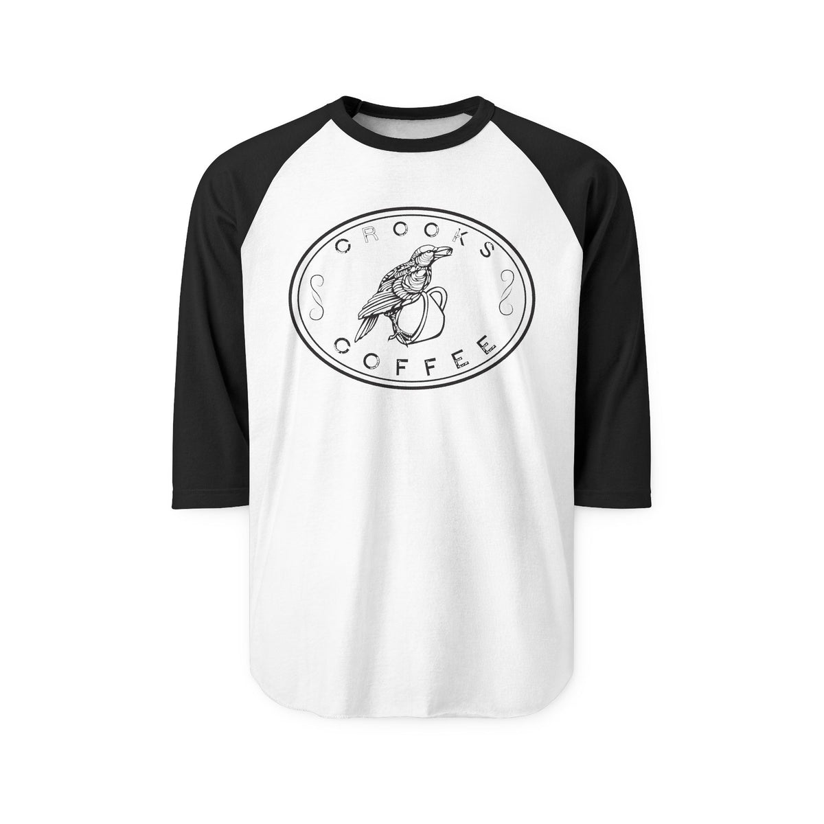 Coffee Logo Raglan Shirt — 'Crooks Coffee' Baseball Tee