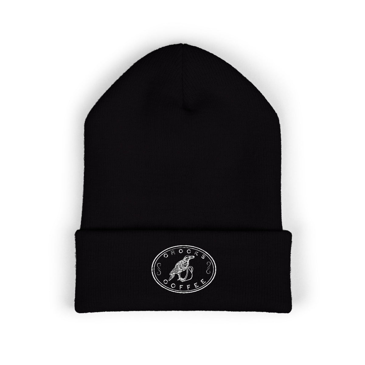 Embroidered Crooks logo Cuffed Beanie — Classic Black Winter Hat