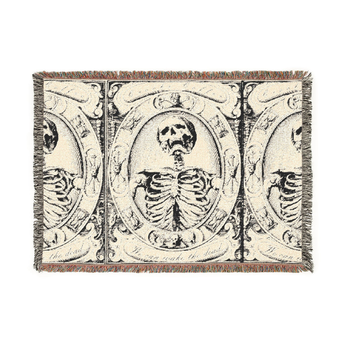 We can wake the dead  Woven Blanket — Gothic Vintage Skull Throw