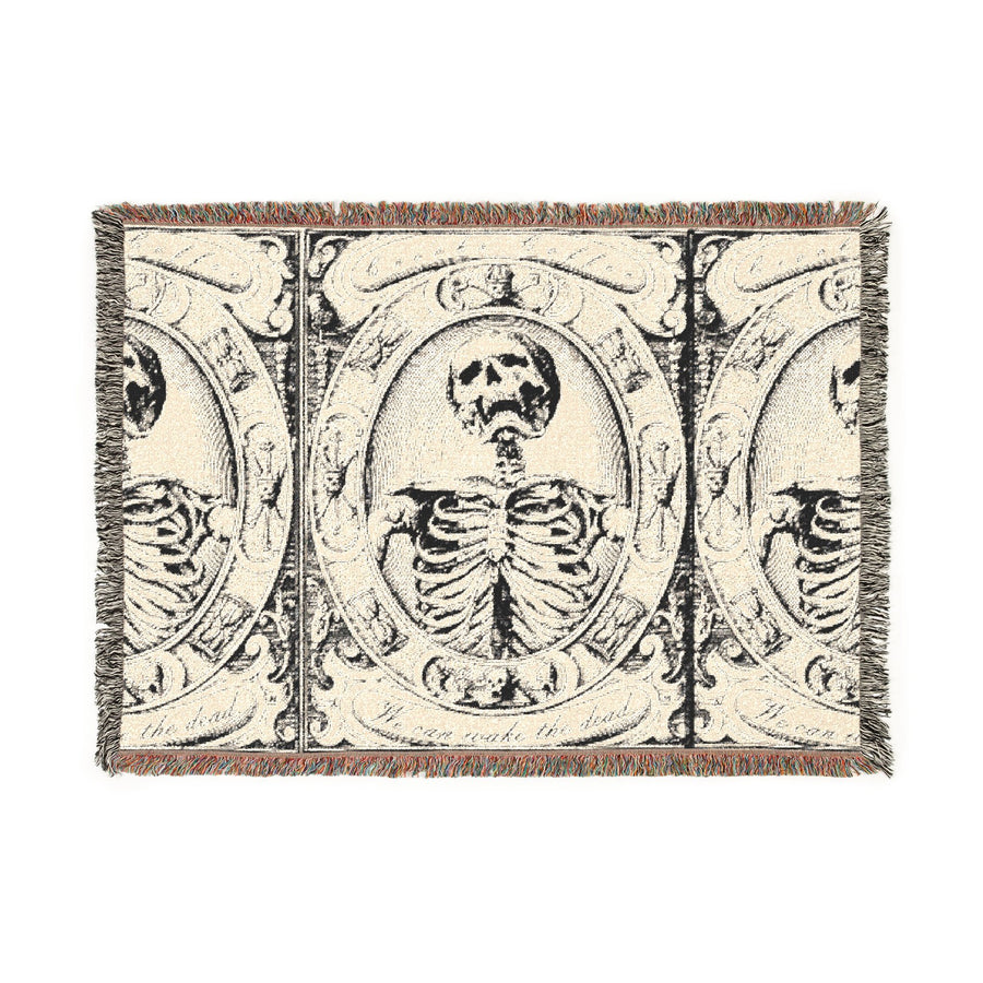 We can wake the dead  Woven Blanket — Gothic Vintage Skull Throw